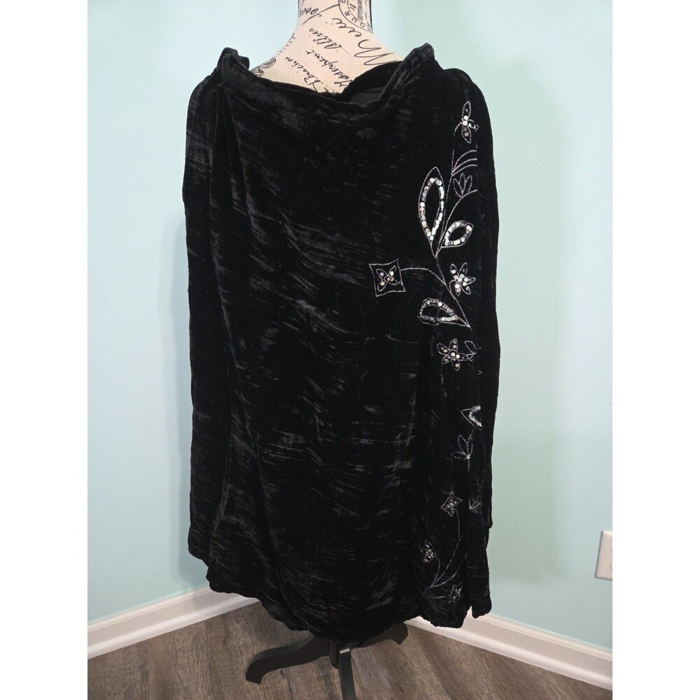 Mlle Gabrielle Skirt Black Crushed-Velvet Bling Gypsy Cottagecore new 3x witchy